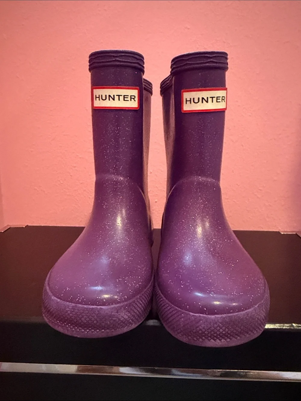 Hunter Kids Purple Glitter Rain Boots Toddler 6
